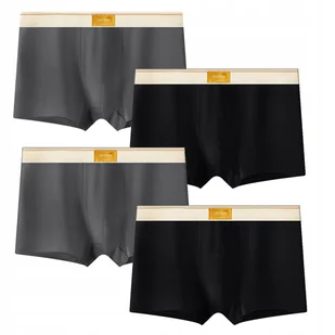 Majtki BOKSERKI Męskie Bawełniane WYGODNE PREMIUM 4 pary CZARNE SZARE 3XL - Majtki męskie - miniaturka - grafika 1