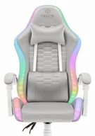 Fotele gamingowe - Fotel gamingowy Hell's Chair HC- 1000 Grey Szary Biały Tkanina LED RGB - miniaturka - grafika 1