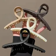 Ozdoby do włosów - TEMU 4 sztuki eleganckich matowanych klipsów do włosów dla kobiet - Duża wielkość, antypoślizgowe klamry z krzyżem w czarnym, beżowym, brązowym i - miniaturka - grafika 1