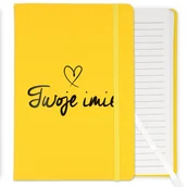 Notesy i bloczki - NOTES ŻÓŁTY Z GUMKĄ A5 W LINIE PERSONALIZACJA TWOJE IMIĘ SERDUSZKO BLACK - miniaturka - grafika 1