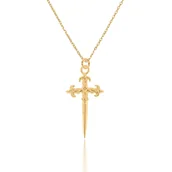 Naszyjniki - Naszyjnik Srebrny Pozłacany Ze Sztyletem 45 Cm - miniaturka - grafika 1