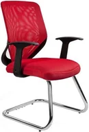 Fotele i krzesła biurowe - Krzesło Konferencyjne SAYAMA Czerwone Biurowe Siatka na Płozach Tkanina - miniaturka - grafika 1