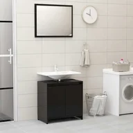 Meble łazienkowe - vidaXL vidaXL Zestaw mebli łazienkowych, wysoki połysk, czarny, płyta wiórowa 8720286016053 - miniaturka - grafika 1