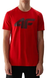 T-shirt męski 4F Koszulka regular z nadrukiem czerwony - Koszulki męskie - miniaturka - grafika 1