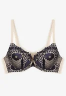 Biustonosze - Granatowo-Beżowy Biustonosz z Motywem Kwiatowej Koronki Nelenor - Born2be - miniaturka - grafika 1