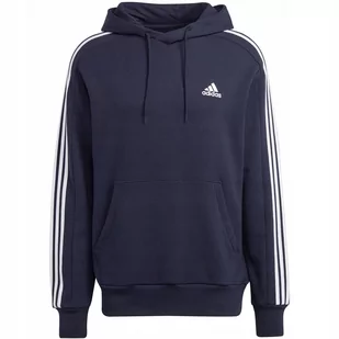 Bluza męska adidas Essentials French Terry 3-Stripes Hoodie granatowa IC043 - Bluzy męskie - miniaturka - grafika 1
