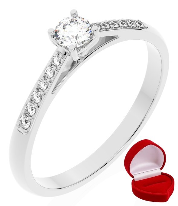 ZŁOTY PIERŚCIONEK ZARĘCZYNOWY 585 14k BRYLANT LAB 0,14 ct BIAŁE ZŁOTO R9