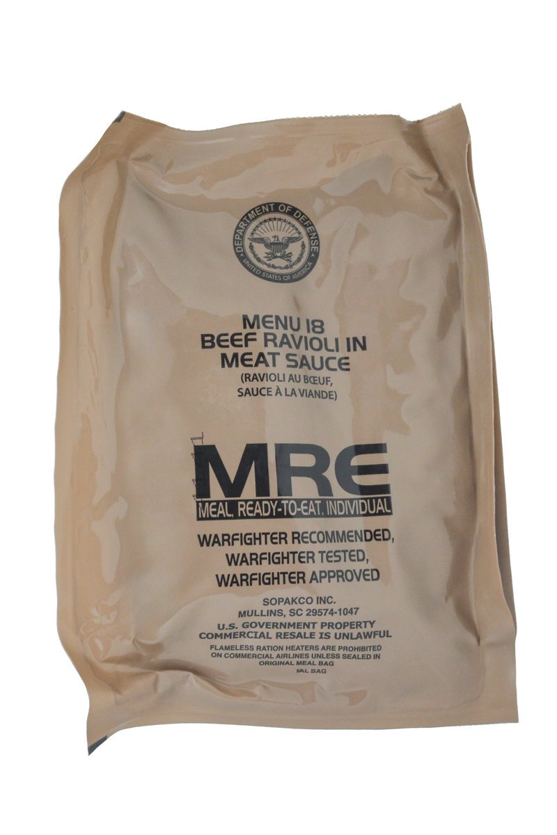 Wojskowa racja żywnościowa USA Army MRE 18 Ravioli wołowe w sosie mięsnym