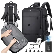 Plecaki - Plecak Próżniowy do samolotu Ryanair wkład próżniowy z pompką 40x20x25 CZARNY PAKOWNY LEKKI - miniaturka - grafika 1