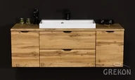 Szafki łazienkowe - Szafka łazienkowa wisząca z umywalką nablatową dąb naturalny 120 cm Victa Gante - miniaturka - grafika 1