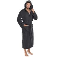 Szlafroki męskie - CelinaTex Celinatex Florida miękki szlafrok z kapturem, uniseks, dostępny w różnych kolorach i rozmiarach, 100% poliester, polar koralowy -  XXL antracytowy 5000475 - miniaturka - grafika 1