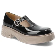 Półbuty damskie - Czarne Półbuty Karino Eleganckie Skórzane Buty - miniaturka - grafika 1