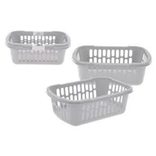 Pudła i pojemniki do przechowywania - Koszyk ażurowy Wyspa Okazji 22 x 15 cm 2 sztuki szary - miniaturka - grafika 1