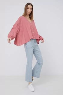 Koszule damskie - Wrangler koszula bawełniana damska kolor różowy relaxed - grafika 1