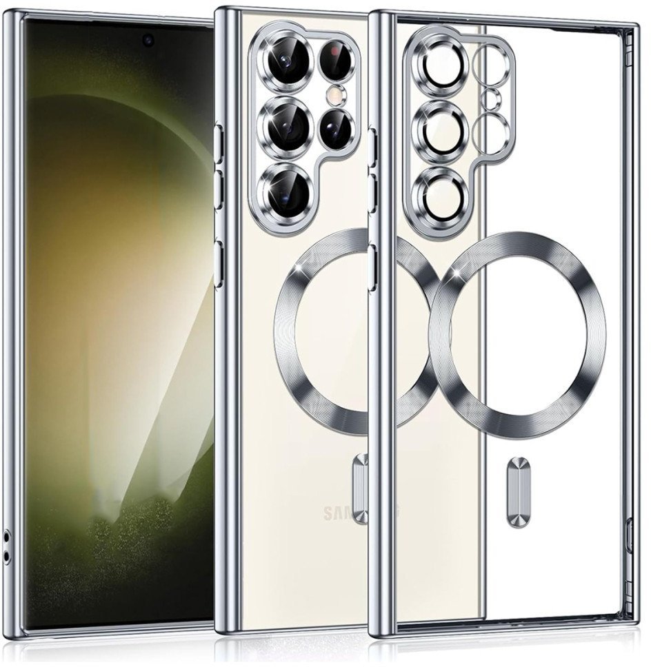 Etui Supero magnetyczne tpuplating do Galaxy S22 Ultra, przezroczysto-srebrne