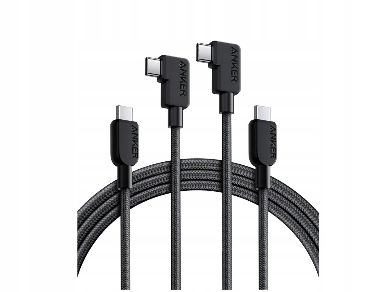 2X Kabel Anker USB C do USB C 1,8 M 240 W z wtyczką pod kątem 90°(2 SZTUKI)