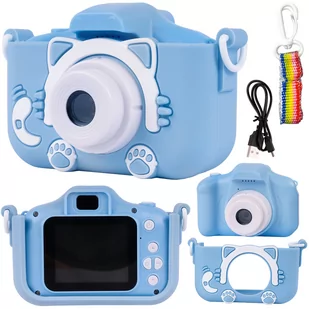Aparat Fotograficzny Cyfrowy Dla Dzieci Kotek Niebieski Polskie Menu Full HD +Gry - Zabawki interaktywne dla dzieci - miniaturka - grafika 1