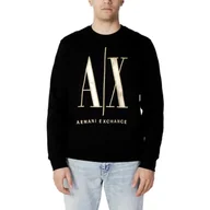 Bluzy męskie - Armani Exchange Męska bluza z logo Maxi Front, bluza z okrągłym dekoltem, czarna, bardzo duża, czarny, XL - miniaturka - grafika 1