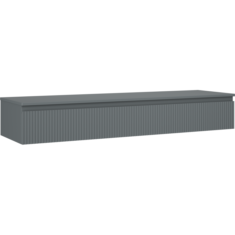 Mexen Rivel szafka łazienkowa podumywalkowa 160 cm z blatem, 1 szuflada, ryflowana , grafit mat - 91A20-16023-1-BFC66