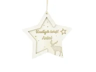 Gadżety dla niej i dla niego - Zawieszka drewniana Gwiazdka z imieniem - 14 x 13,5 cm - 1 szt. - miniaturka - grafika 1