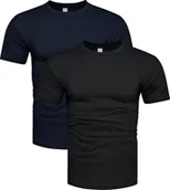 Koszulki męskie - 2-pak koszulek bawełnianych premium czarny i granatowy Recea - miniaturka - grafika 1