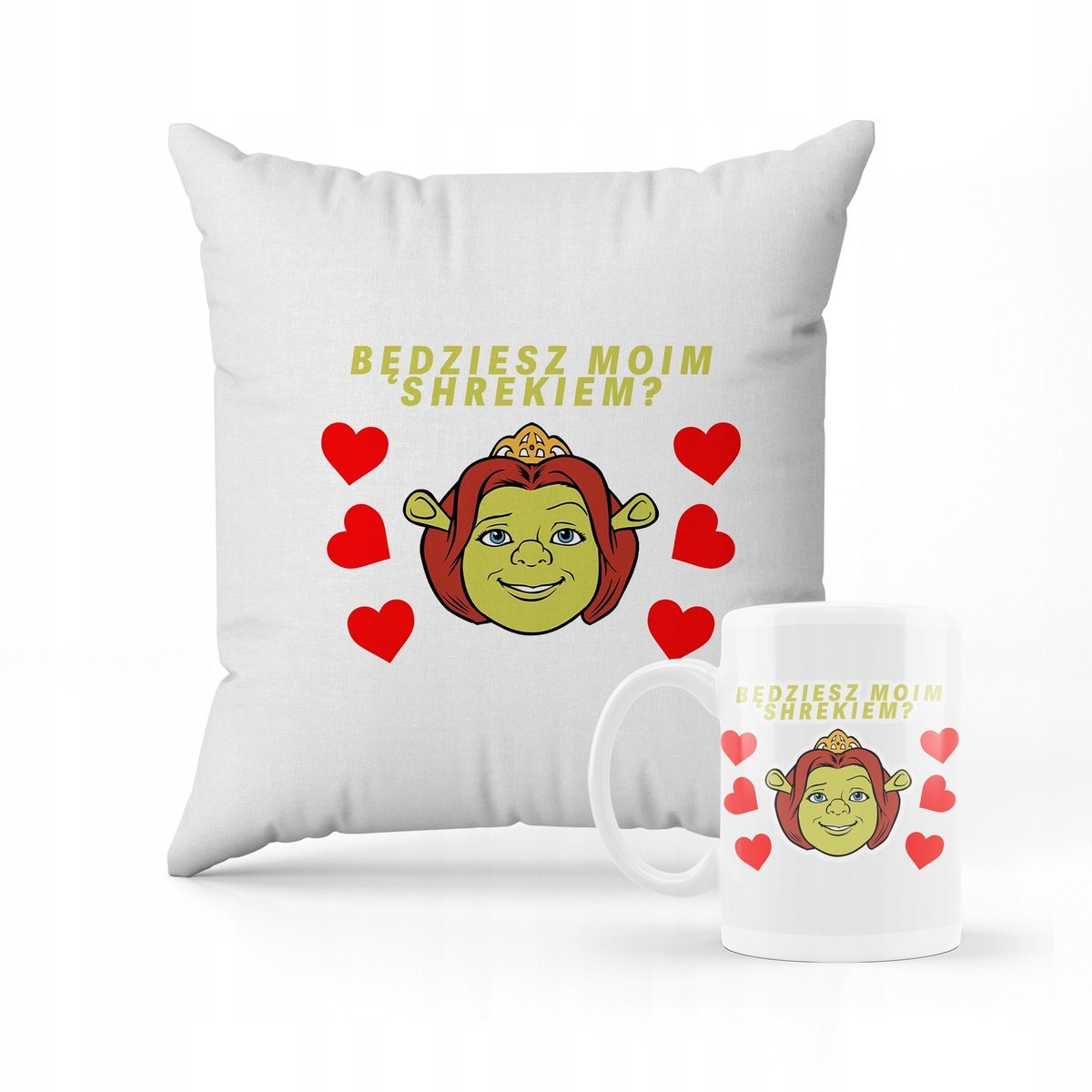 ZESTAW PODUSZKA + KUBEK PREZENT NA WALENTYNKI DZIEŃ KOBIET SHREK #6