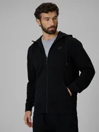 Bluzy męskie - 4F Bluza dresowa regular z kapturem męska - czarna XXL - miniaturka - grafika 1