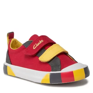 Trampki damskie - Clarks Trampki Foxing Lo K 261665707 M Red Combi - grafika 1