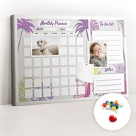 Tablice i flipcharty - Szkolna Tablica korkowa 60x40 cm, Kolorowe Pinezki, wzór Miesięczny planer - miniaturka - grafika 1