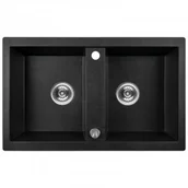 Zlewozmywaki - LAVEO SBB 720T BARBADOS Zlewozmywak granitowy 2 komory Wymiary: 480x780x185 mm Kolor: czarny - miniaturka - grafika 1