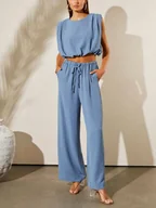 Spodnie damskie - Milan Kiss Spodnie w kolorze błękitnym - miniaturka - grafika 1