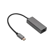 Adaptery i przejściówki - Akyga adapter z kablem AK-AD-65 karta sieciowa USB type C (m) / RJ45 (f) 10/100/1000 ver. 3.0 15cm - miniaturka - grafika 1