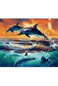 Malowanie po numerach - malowanie po numerach 40x50cm delfiny skaczace i nurkujące 1008901 - miniaturka - grafika 1