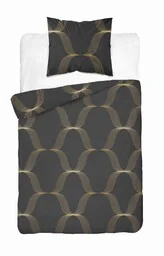 Detexpol Pościel satynowa 140x200 czarna złota ornament 5088 A Home Satin 11 - Pościel - miniaturka - grafika 1