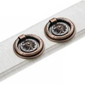 Zawiasy, okucia i inne akcesoria - (2 komplety, miedziano-czerwony) Uchwyty pierścieniowe, gałki okrągłe, uchwyty antyczne, niewidoczne uchwyty do szafek retro - miniaturka - grafika 1