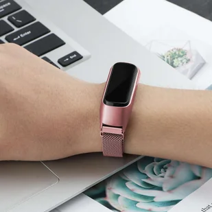 Bransoleta Milanese pasek Alogy stal nierdzewna do Samsung Galaxy Fit 2 SM-R220 Różowa - Akcesoria do smartwatchy - miniaturka - grafika 8