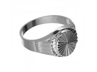 Srebrny pierścionek 925 sygnet kółko diamentowane - Sygnety - miniaturka - grafika 1