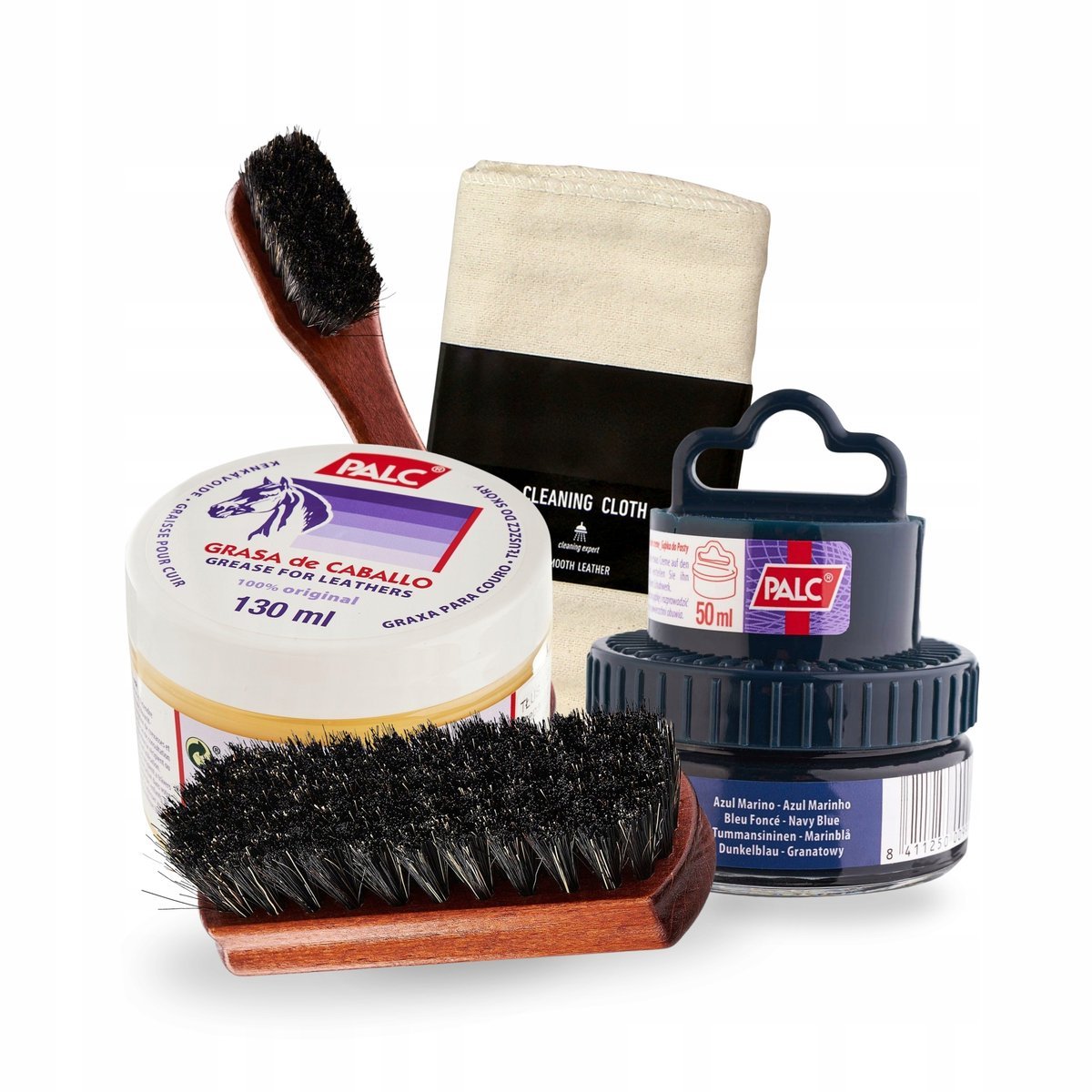 Pasta Granatowa z Tłuszczem i Akcesoria do Butów Palc Zestaw 5w1