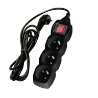 Przedłużacze i rozgałęźniki - Onnline Przedłużacz z wyłącznikiem, 3 gniazda, czarny, 1.5 m - miniaturka - grafika 1