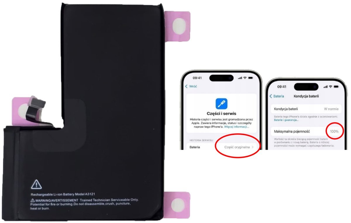 Bateria A3121 iPhone 15 Pro MAX 4780mAh WIĘKSZA KONDYCJA BEZ KOMUNIKATU