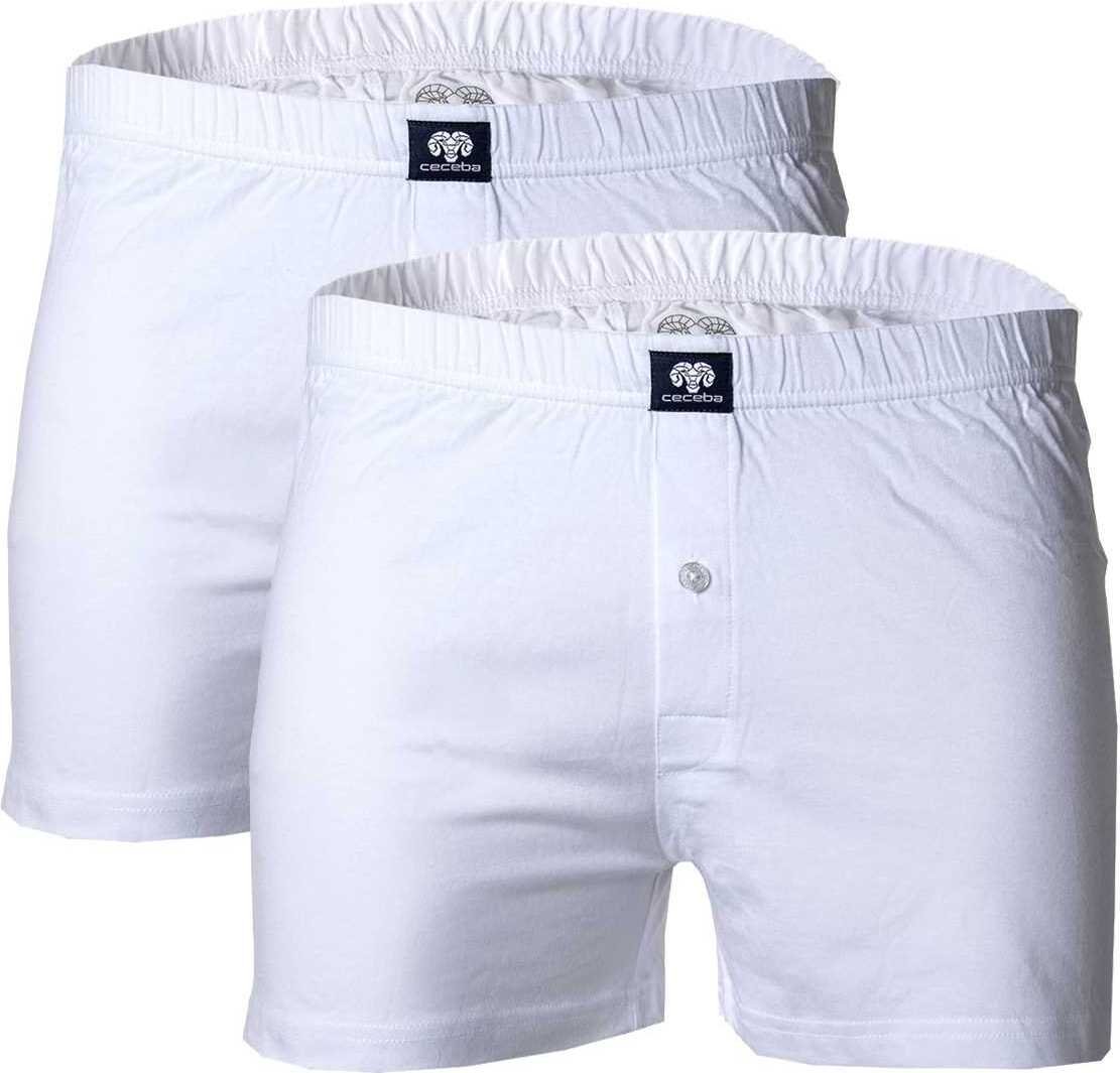Szorty męskie CECEBA, 2-pak - bokserki, basic, bawełna, M-8XL, jednokolorowe, białe 3XL