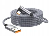 Kable USB - kabel kątowy 5m 90 stopni szybkie ładowanie Usb A do C długi szary 5 metrów - miniaturka - grafika 1