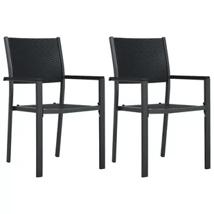 vidaXL Krzesła ogrodowe, 2 szt., czarne, plastik stylizowany na rattan - Fotele i krzesła ogrodowe - miniaturka - grafika 1