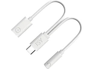 Adapter USB-C - mini Jack 3.5mm/USB-C (wtyk gniazdo) ISY IKA-1001 2IN1 TO AUDIO & USB- Biały - Adaptery i przejściówki - miniaturka - grafika 1