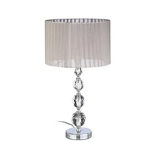 Relaxdays lampa na stolik nocny kryształ, kula lampa stołowa, lampa stołowa szara, abażur, HBT.: 41 x 29,5 x 29,5 cm, przezroczysty/srebrny 10022849 - Lampy stojące - miniaturka - grafika 1
