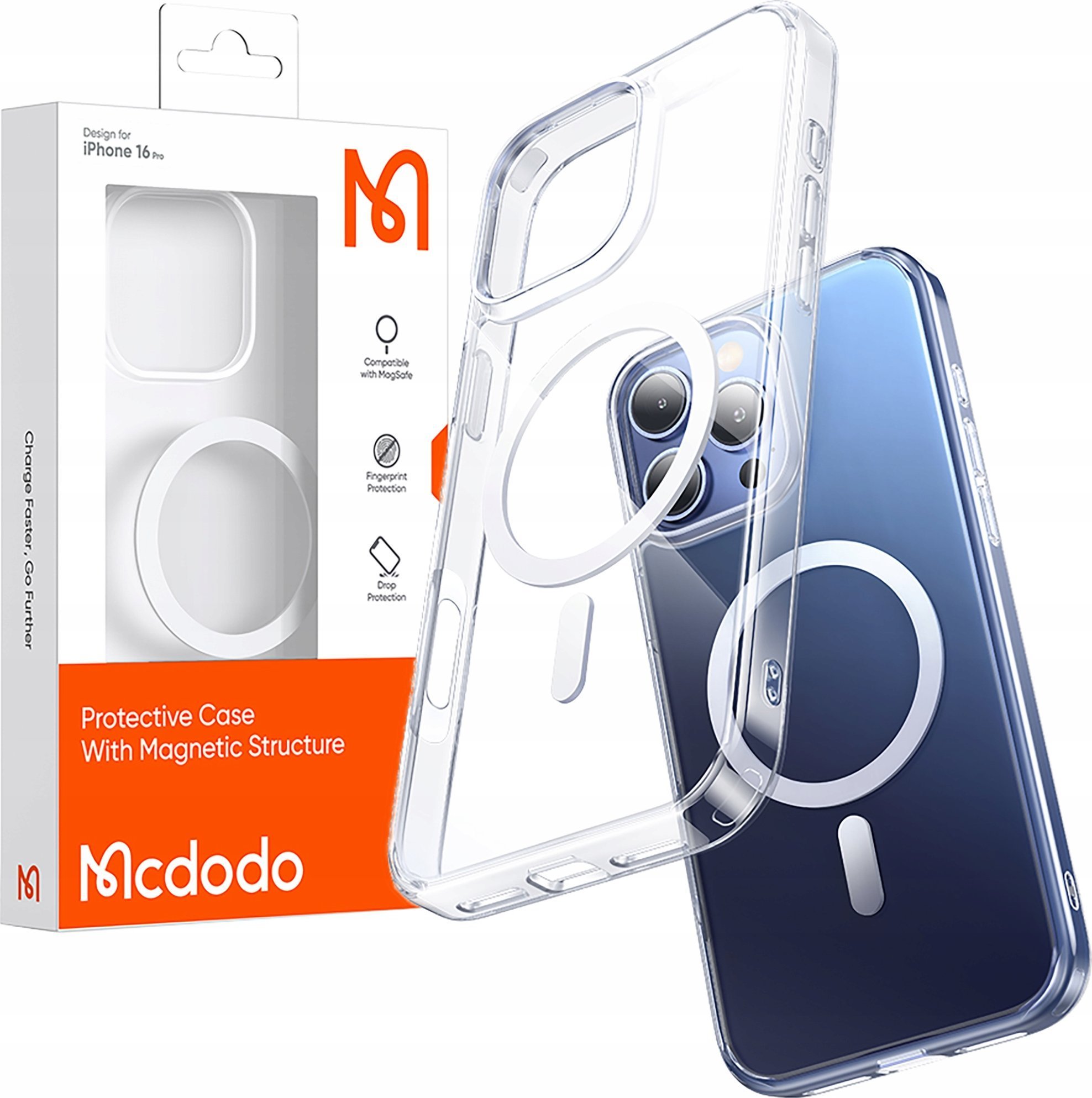 Etui McDodo PC-4923 Magnetyczne dla iPhone 16 Pro Max przeźroczyste