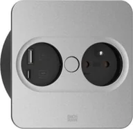 Gniazdka elektryczne - Bachmann TWIST 2 1xUTE 1xUSB A/C 22W 0.2m GST18 srebrny kwadratowy - miniaturka - grafika 1