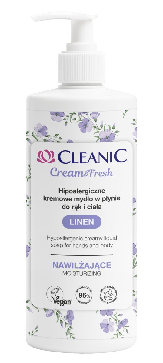 Cleanic Cream & Fresh Linen hipoalergiczne nawilżające mydło w płynie 500ml