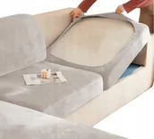 Pokrowce na meble - POKROWIEC NA KANAPĘ SIEDZISKO WELUR 135-165 BEŻ CAPPUCCINO - miniaturka - grafika 1