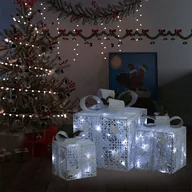 Oświetlenie świąteczne - vidaXL vidaXL Dekoracja świąteczna: 3 srebrne prezenty, wewnętrzna/zewnętrzna - miniaturka - grafika 1